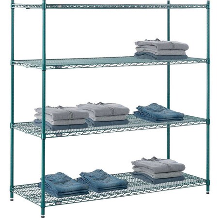 Nexel 5 Tier Wire Shelving Starter Unit, 60W x 18D x 86H, Green Epoxy Finish 18608G5